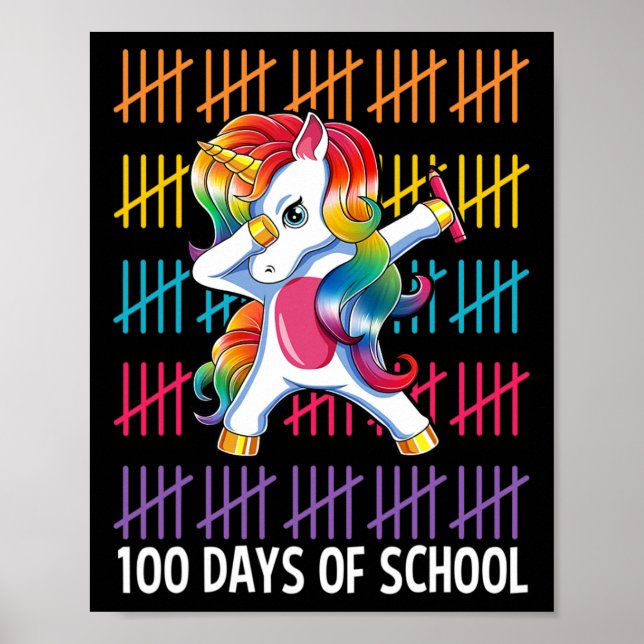 Affiche Unicorn Joyeux 100 Jours De Filles D'École Cadeaux (Devant)