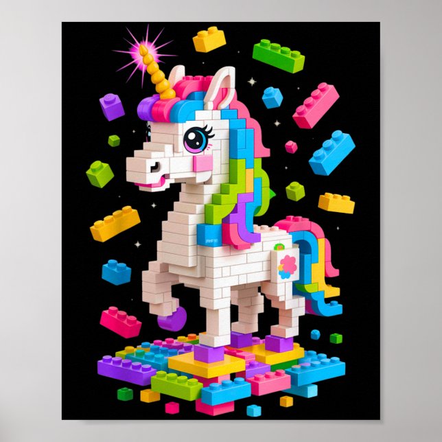 Affiche Unicorn Lover Master Builder Bloc de briques (Devant)