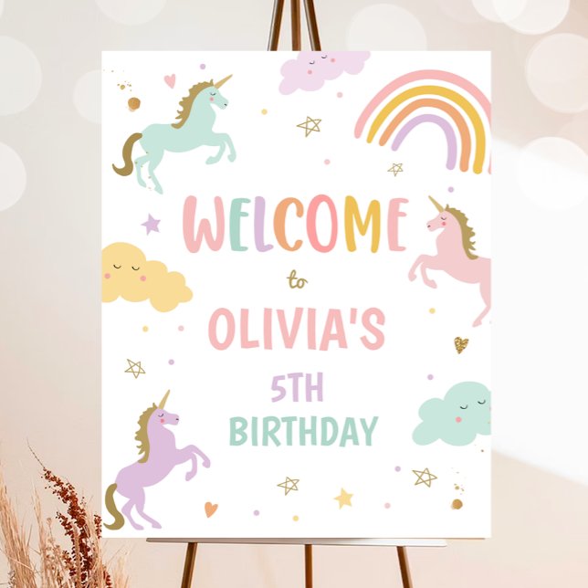 Affiche Unicorn Magical Rainbow Girl Birthday Welcome (Créateur téléchargé)