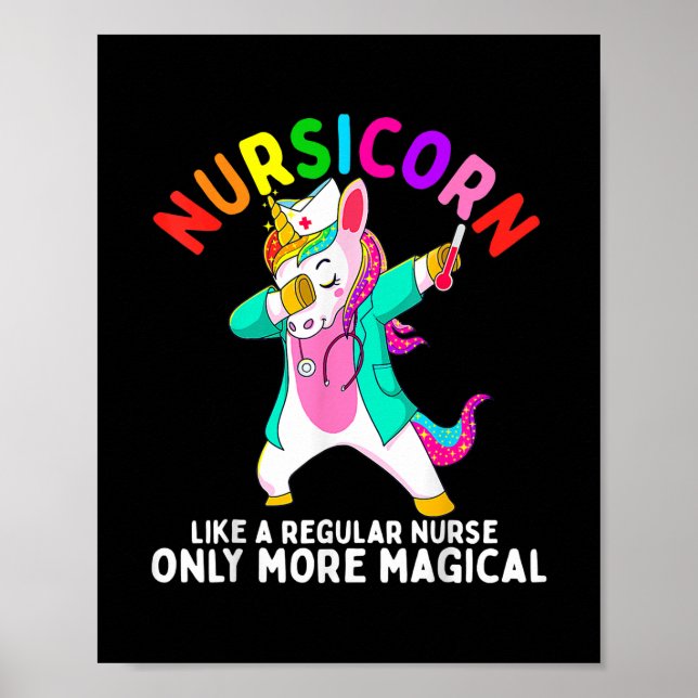 Affiche Unicorn Nurse Funny Nursicorn Rainbows Nurse RN (Devant)
