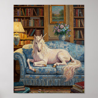 Affiche Unicorn on Sofa | Romantic Oil Painting