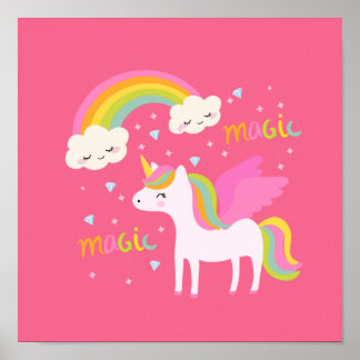 Affiche Unicorn Rainbow