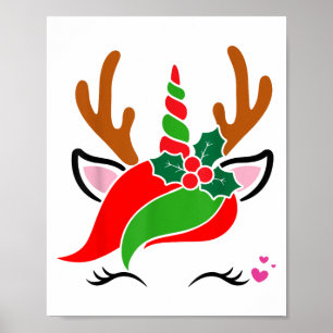 Affiche Unicorn Reindeer Face Joli Noël Drôle