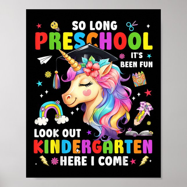 Affiche Unicorn So Long Pre K Graduation Kindergarten Here (Devant)
