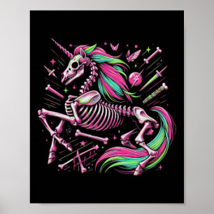 Affiche Unicorn Squelette Imaginaire Halloween Punk Rock Z