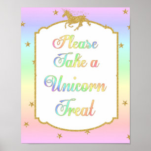 Affiche Unicorn Treats Food Table Display Sign Rainbow