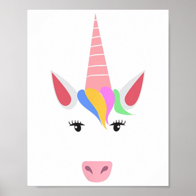 Affiche Unicorn Visage Eyelashes Halloween Costume Avec Ch (Devant)