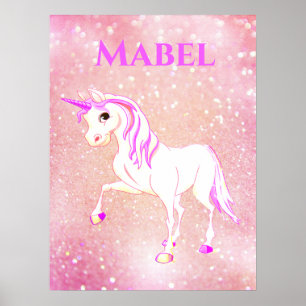Affiche Unicorn Whimsical Girls Magical Pink mignonne