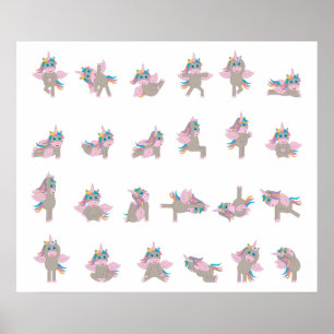 Affiche Unicorn Yoga Poses Design Motif