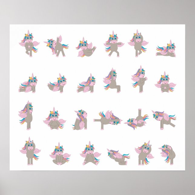 Affiche Unicorn Yoga Poses Design Motif (Devant)