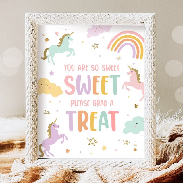 Affiche Unicorn You Are Sweet Take a Treat Girl Birthday (Créateur téléchargé)