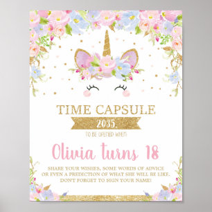 Affiche Unicorne 1er Anniversaire Heure Capsule Activité d