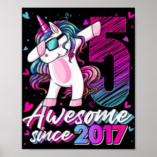 Affiche Unicorne 5 ans Dabbing 5e anniversaire fille Unic