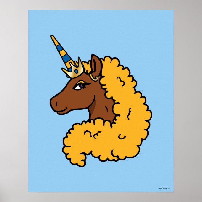 Affiche Unicorne Afro Jaune (Devant)
