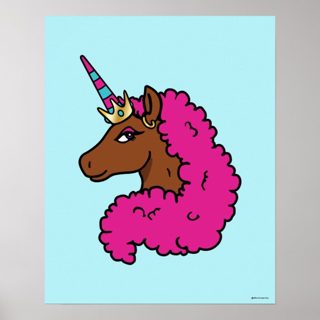 Affiche Unicorne Afro Rose Chaud (Devant)