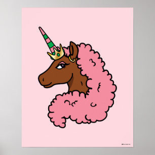 Affiche Unicorne Afro Rose clair