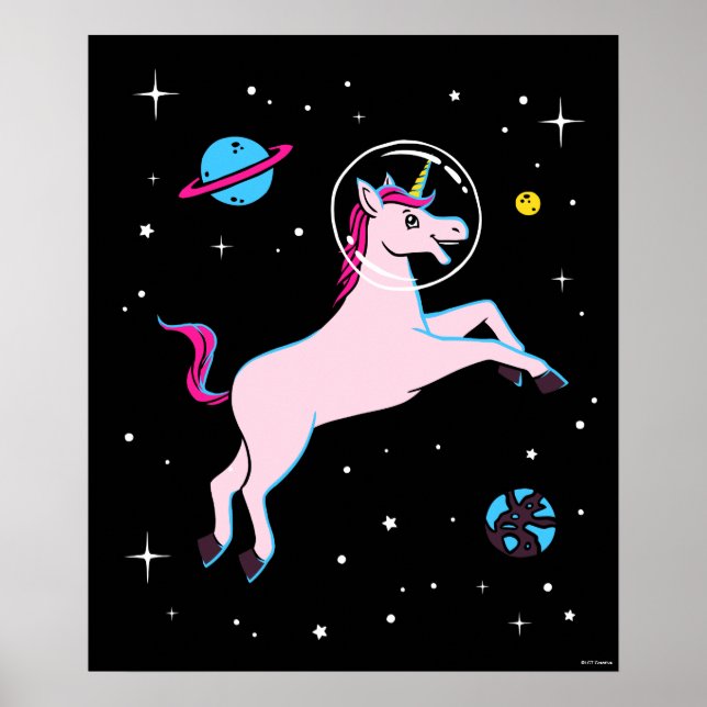 Affiche Unicorne Animaux Dans L'Espace (Devant)