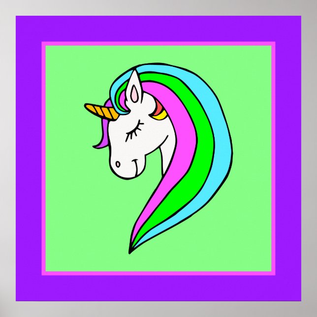 Affiche Unicorne arc-en-ciel (Devant)