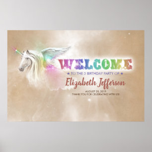 Affiche Unicorne arc-en-ciel   Accueil de la fête magique
