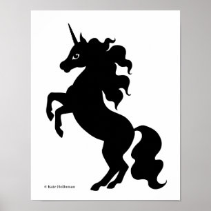 Affiche Unicorne - Art noir et blanc minimaliste