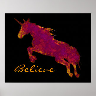 Affiche Unicorne Artistique Peint Avec Croire Texte