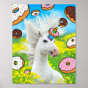 Affiche Unicorne avec des beignets