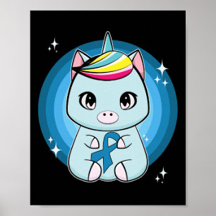 Affiche Unicorne avec ruban Sensibilisation au diabète