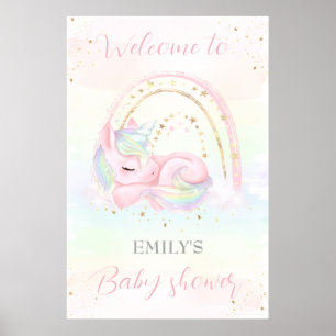 Affiche Unicorne baby shower bébé douche signe de bienvenu