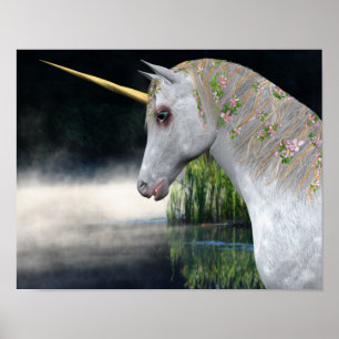 Affiche Unicorne Blanche Dans L'Art Cheval Imaginaire Mist