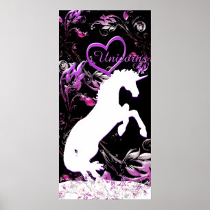 Affiche Unicorne blanche V (éclaboussure colorée)