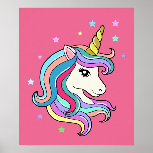 Affiche Unicorne colorée (Devant)