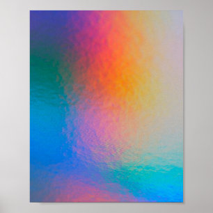 AFFICHE UNICORNE COLORÉE HOLOGRAPHIQUE RAINBOW PASTEL