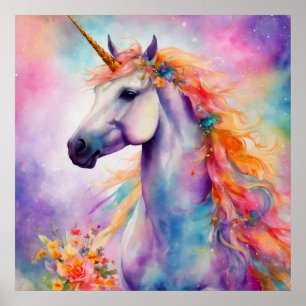 Affiche Unicorne couleur Pastel