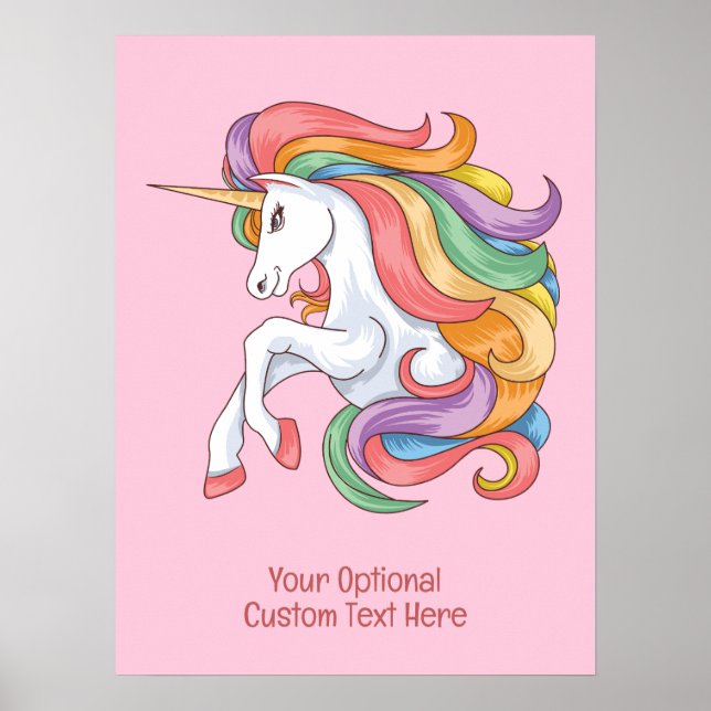 Affiche Unicorne couleur texte personnalisé (Devant)