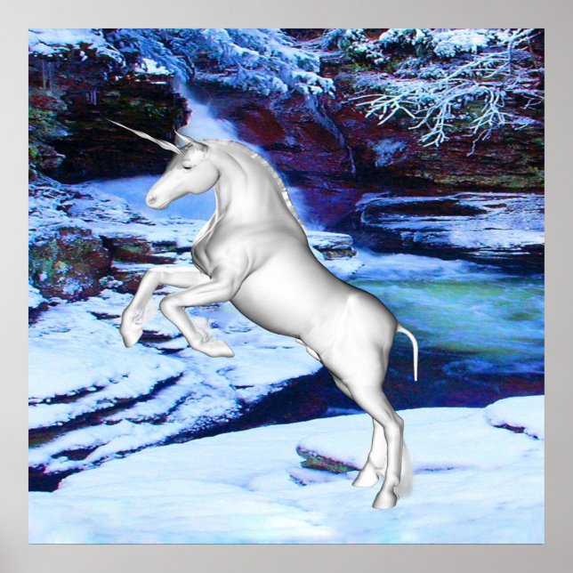 Affiche Unicorne dans la neige (Devant)
