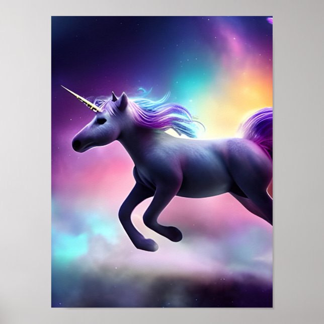 Affiche Unicorne dans l'espace (Devant)