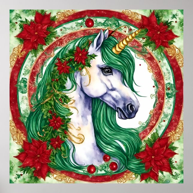 Affiche Unicorne de Noël (Devant)