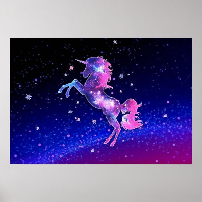 Affiche Unicorne espace galaxie univers étoiles (Devant)