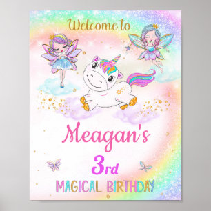Affiche Unicorne et Fées accueillent la fête signe la fête