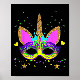 Affiche Unicorne Et Masque Mardi Gras Filles Enfants Toodl