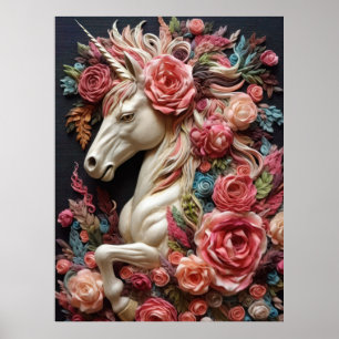 Affiche Unicorne et Rose