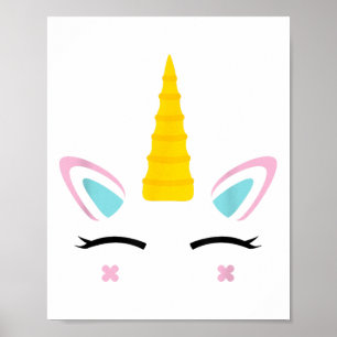 Affiche Unicorne Face mignonne cils sourire Halloween Cost