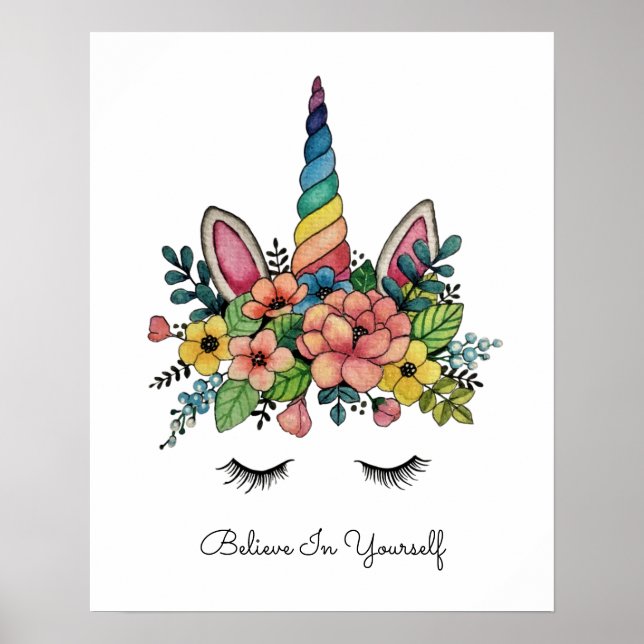 Affiche Unicorne Lashes Avec Rainbow Horn (Devant)