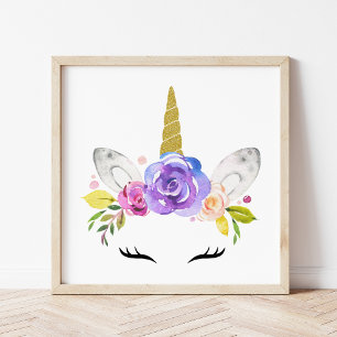 Affiche Unicorne Magique, Cute Unicorn, Nourriture pour fi