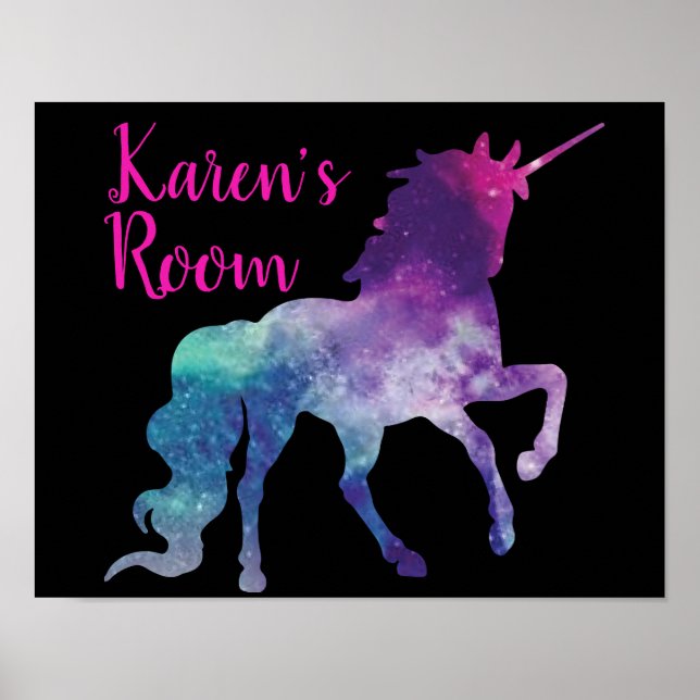 Affiche Unicorne magique personnalisée violet et bleu (Devant)