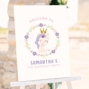 Affiche Unicorne magique Princesse Bienvenue à la fête d
