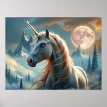 Unicorne mystique dans les montagnes enchantées