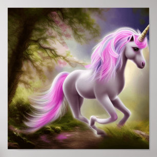 Affiche Unicorne violet lunaire sur