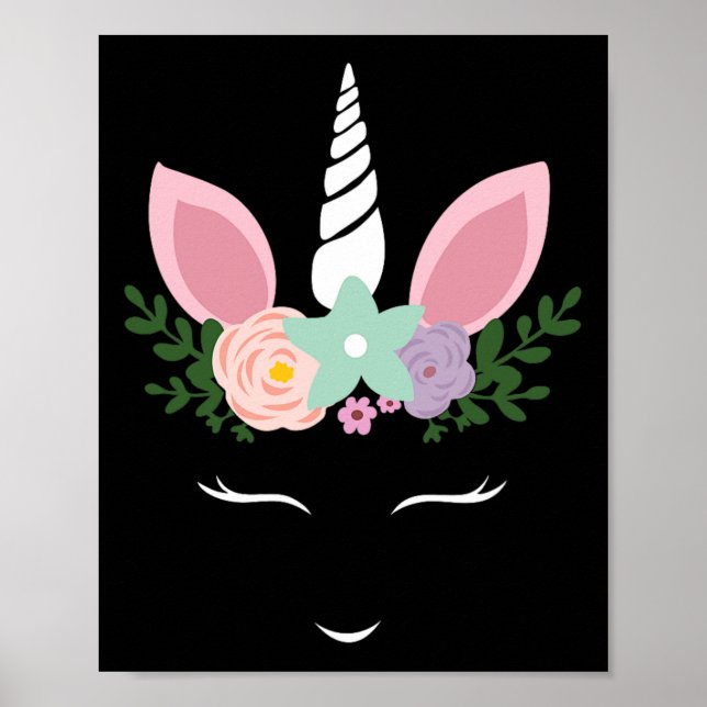 Affiche Unicorne Visage Eyelashes Halloween Costume Avec F (Devant)
