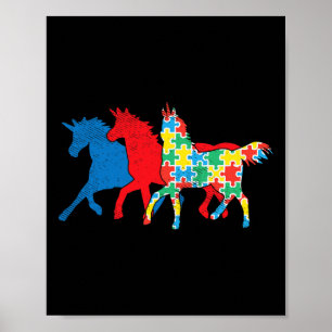 Affiche Unicorns Puzzle bleu Sensibilisation sur l'autisme